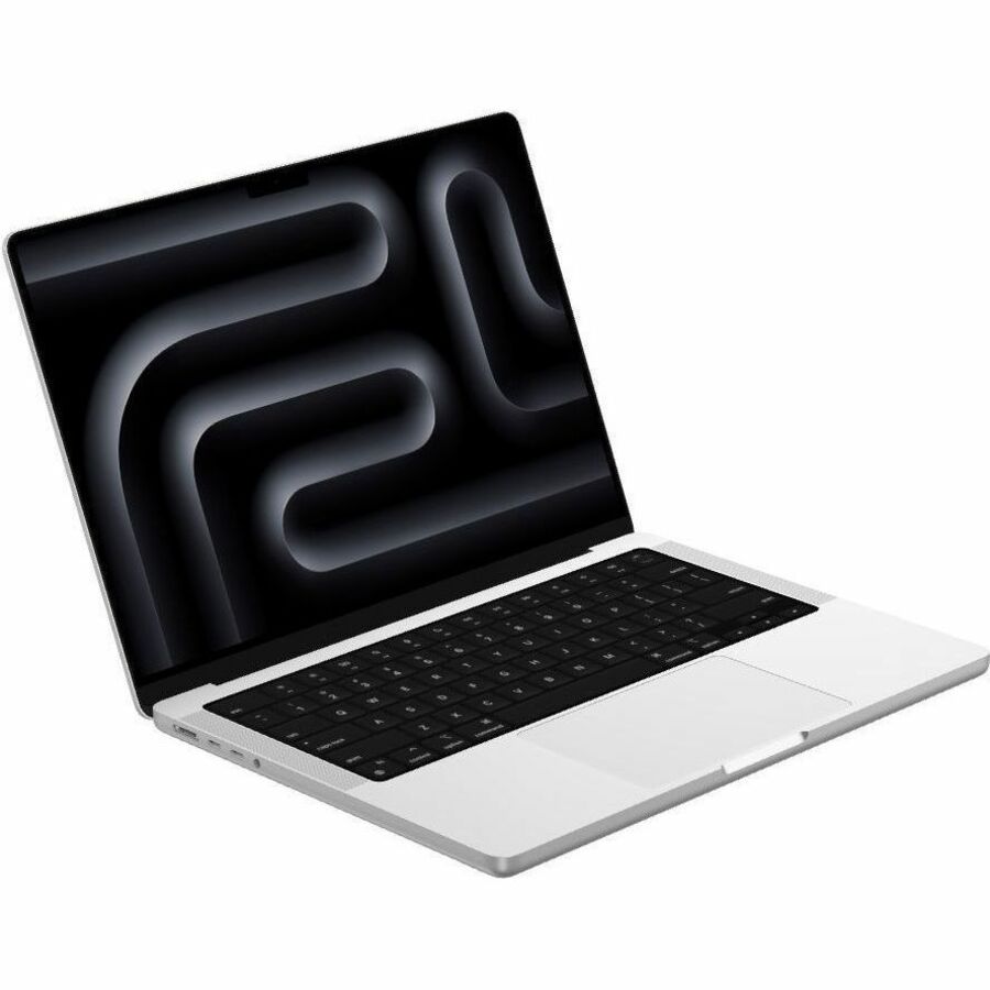 MacBook Pro 14-inch M4 Pro in silver, viewed from a three-quarter angle