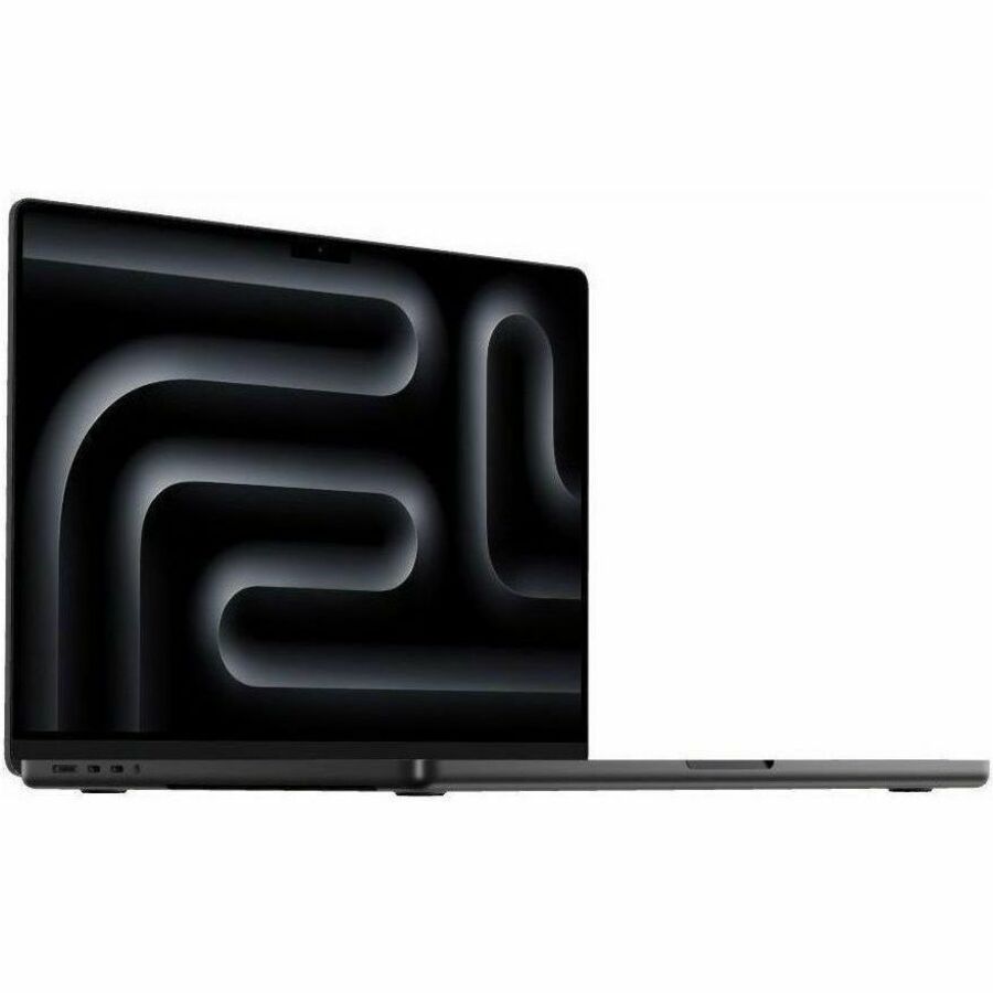 MacBook Pro 16-inch M4 Pro in space black, viewed from a low side angle